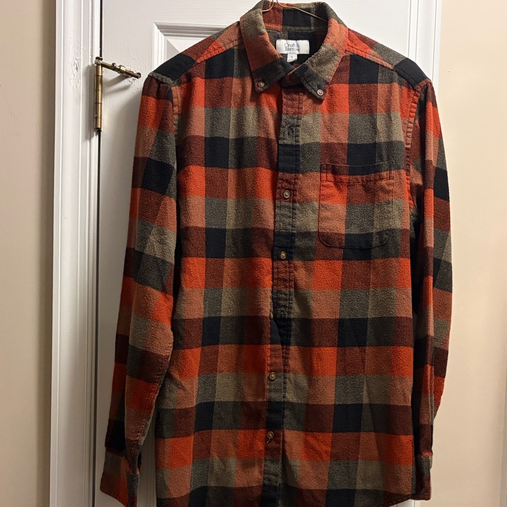 Croft & Barrow Flannel Mens Shirt - Deep Red, Gray and Black
